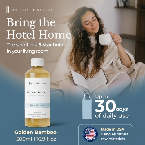 Brilliant Scents Golden Bamboo Fragrance Oil for Diffuser, 500ml - Inspired by Trump Tower Hotel Scent - Premium Home & Hotel Essential Oils for Waterless & Cold Air Diffuser, USA Made - Image 2