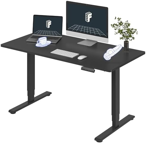 FLEXISPOT E6 3-Stage Dual Motor Electric Standing Desk 55 x 28 Sit Stand Up Desk, Holds 220 lbs, Adjustable Height w/Memory Presets, One-Piece Black Desktop & Black Frame, Ships in 2 Boxes by Unknown