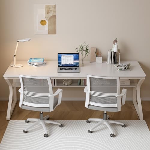 OSCHF 71-Inch Extra Long Desk with Storage Shelf, Warm White - Image 6