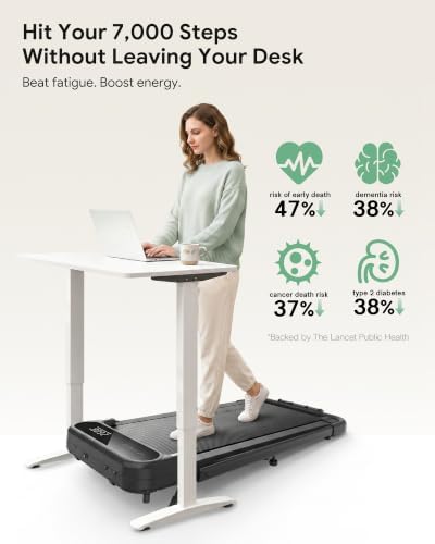 UREVO Strol 2E Pro Smart Walking Pad Treadmill with APP, 12% Incline, Compact Walking Pad with Safety Handle, Plug & Play, Desk Treadmill with LED Display, Walking & Running for Home Office - Image 2