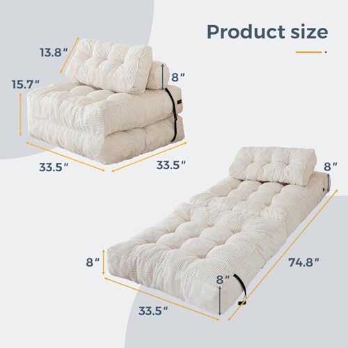 MAXYOYO Folding Sofa Bed, Convertible Chair Bed with Pillow - Image 2