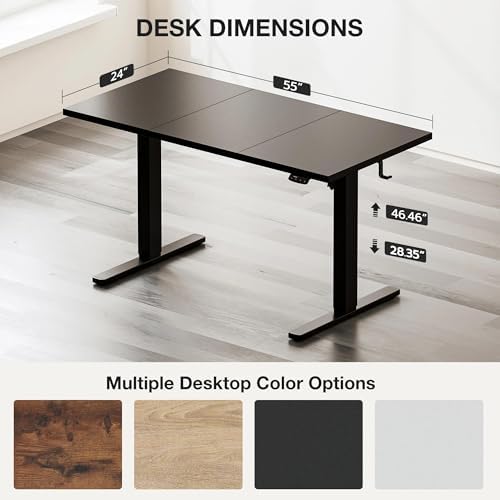 Acrolix 55x24 Electric Standing Desk with Cable Net, Black - Image 3