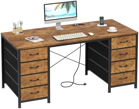 50 Inch Computer Desk with 8 Drawers for Home Office, Bedroom, Living Room by YomiluveDesign