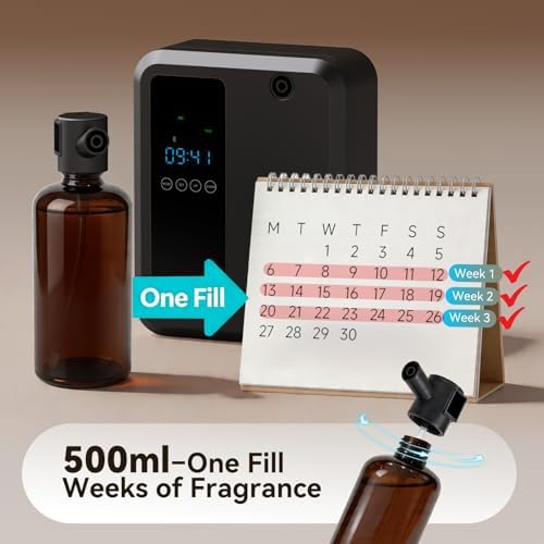 Waterless Essential Oil Diffuser 500ml, Bluetooth APP Control Cold Air Scent Machine, Wall Mounted Large Room Diffuser, 2000 sq ft Coverage, Black - Image 2