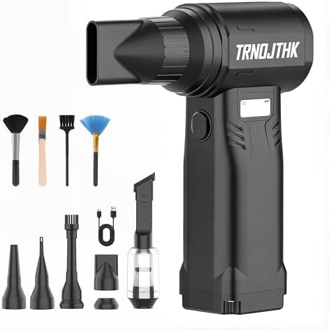Electric Air Duster, 150000RPM Powerful Cordless Blower with Vacuum, 10-Gear Rechargeable Cleaner for Computer, Keyboard, Car Vent and Camera Gears by TRNOJTHK