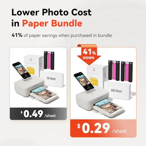 HPRT Photo Printer 4x6 with 108 Sheet Photo Paper& 2 Ribbon - Image 2