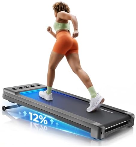 MERACH UltraWalk W60 Walking Pad Treadmill with 12% Auto Incline, Under Desk Walking Pad 400lb Capacity, Max 3.5HP Heavy Duty Walking Pad with Incline for Tall People with BT Speaker, RGB Light & APP by MERACHFITNESS