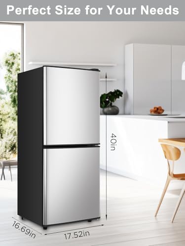 Refrigerator with Freezer 4.0 Cu.Ft Bottom Freezer 2 Door Fridge Silver - Image 5