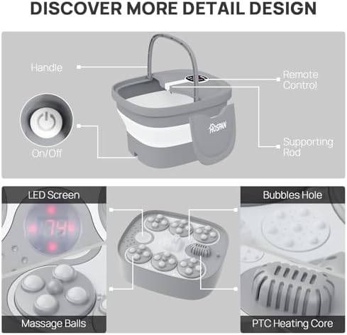 HOSPAN Collapsible Foot Spa Electric Rotary Massage, Foot Bath with Heat, Bubble, Remote, and 24 Motorized Shiatsu Massage Balls. Pedicure Foot Spa for Feet Stress Relief - Image 5