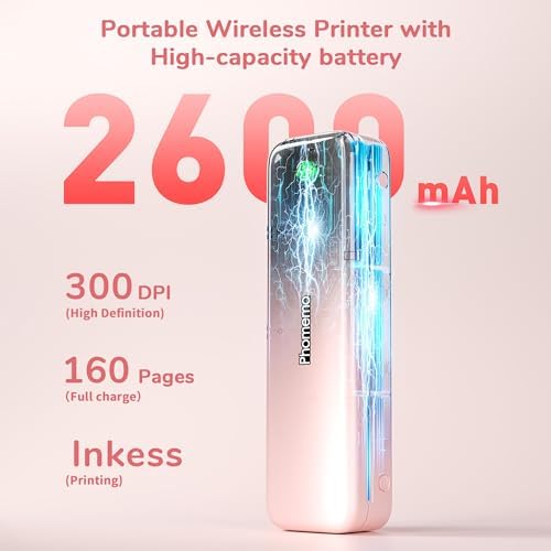 Phomemo M834 Inkless Portable Thermal Printer with a Case, 8.5 x 11, Pink - Image 3