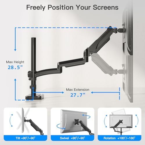 Extra Long Arm Monitor Mount, Fits Max 32" Hold up to 19.8lbs - Image 6