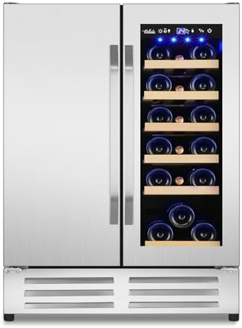 24 Inch Wine and Beverage Refrigerator, Dual Zone Wine Beverage Cooler, Built-in/Freestanding Beer and Wine Fridge with a Powerful Compressor, 20 Bottles and 88 Cans Capacity by Velieta-SpecialistinFridge