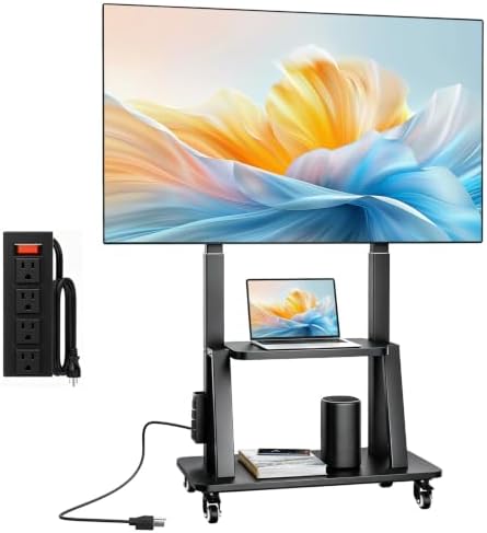 Rolling TV Stand with Power Outlet for 32 to 65 70 75 83 inch TV by Unknown