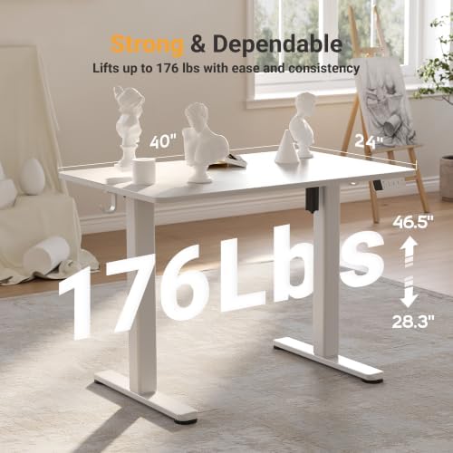 YDN 40 x 24 Inch White Electric Standing Desk - Image 3