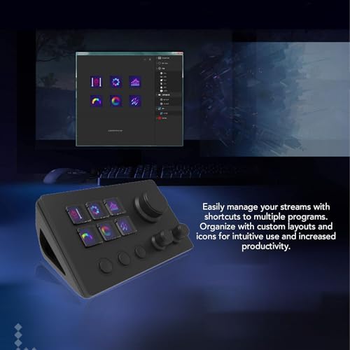 Stream Deck, Visual Keyboard for Live Streaming, 6 Macro LCD Key Keyboard with Knobs, Customizable Keys for Photo and Video Editing (Black) - Image 4
