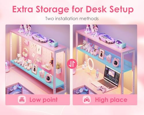 AODK L Shaped Desk Gaming Desk with LED Light & Power Outlet - Image 4