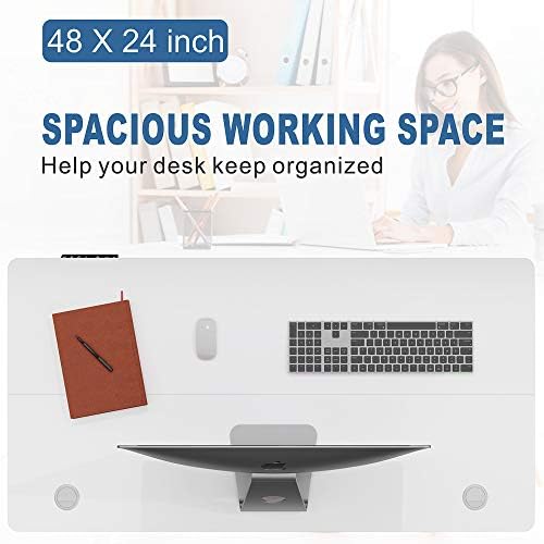 Shintenchi Electric Standing Desk, 48 x 24 Inch Height Adjustable Sit Stand Desk Morder Home Office Stand Up Desk Computer Work Station with Splice Board, (White Frame + White Top) - Image 5