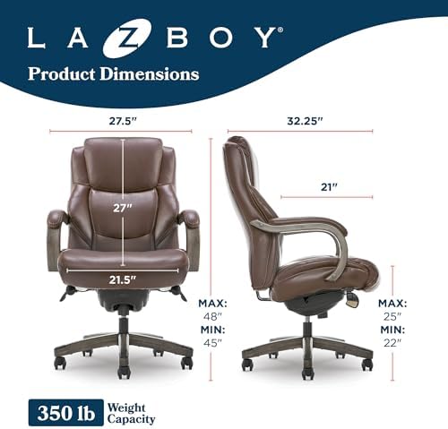 La-Z-Boy Big and Tall Executive Office Chair Lumbar Support, Leather Chair - Image 3
