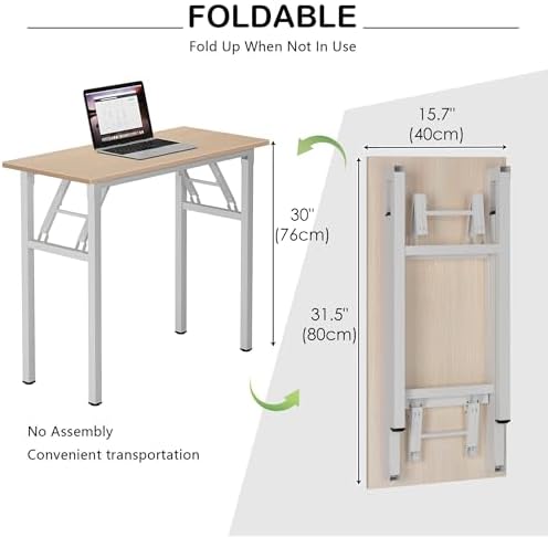 Need Small Computer Desk 31.5x15.7 Inch Folding Home Office Table Pink Oak - Image 3