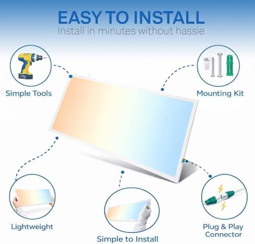 2X4 LED Flat Panel Light with Emergency Battery Backup, 50W 3000K/4000K/5000K, 0-10V Dimmable, 6250 Lumens, LED Drop Ceiling Lights, 100-277V, UL Listed(12 Pack) - Image 7