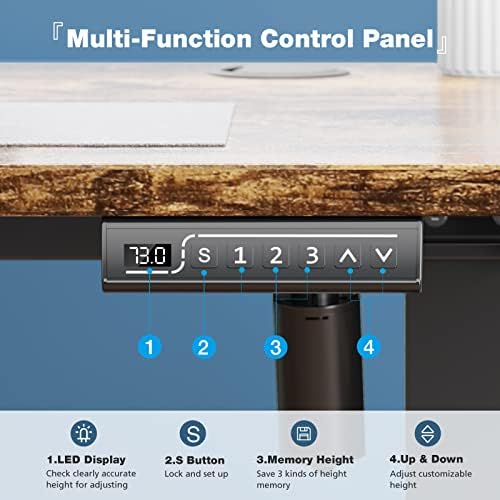 DUMOS 41.5 Inch Electric Standing Desk, Adjustable Height, Memory Desk - Image 5