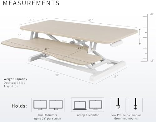 VIVO Light Wood 42 inch Standing Desk Converter, DESK-V042KF - Image 3