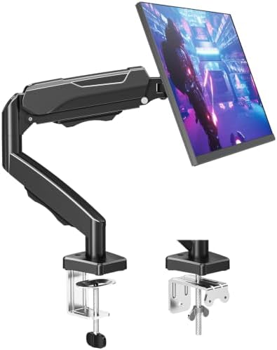 MOUNTUP Single Monitor Desk Mount Holds Screen up to 32 inch, Height Adjustable Monitor Arm, Full Motion Computer Monitors Stand with Clamp/Grommet Base, VESA Mounts Fit 4.4-19.8lbs Computer, Black by MOUNTUP