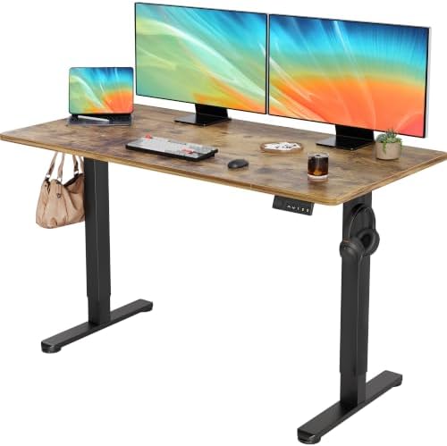 YDN 55 x 24 Inch Rustic Brown Electric Standing Desk by YDN