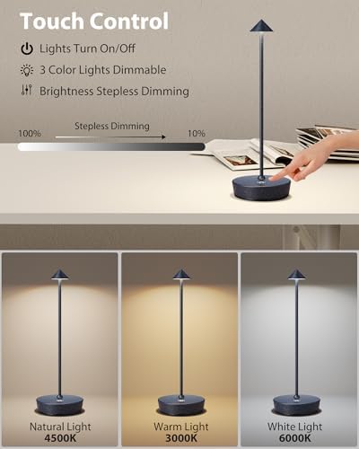 Cordless Table Lamps Rechargeable 6000mAh Battery Operated LED Desk Lamp - Image 3