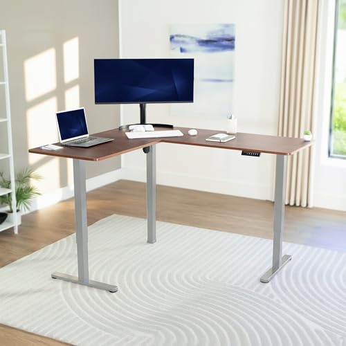 VIVO Dark Walnut 63 x 55 in Corner Standing Desk, DESK-E3CTGD - Image 2