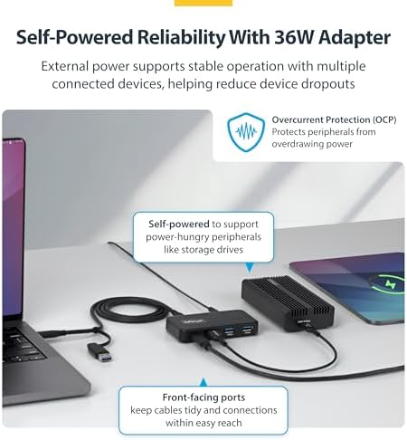 StarTech 4-Port USB-C & USB-A Hub, 5Gbps, 36W, NA (311NA-USB-HUB) - Image 4