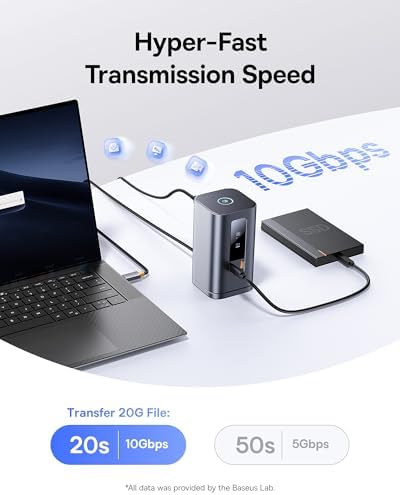 Baseus Docking Station [with 100W Charger], Spacemate Series 11-in-1 Docking Station 3 Monitors with 2 x HDMI 1 x DP 4K@60Hz, USB-A/C 10Gbps, 1Gbps Ethernet, Compatible with Windows Laptops - Image 7