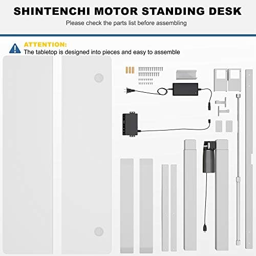 Shintenchi Electric Standing Desk, 48 x 24 Inch Height Adjustable Sit Stand Desk Morder Home Office Stand Up Desk Computer Work Station with Splice Board, (White Frame + White Top) - Image 4