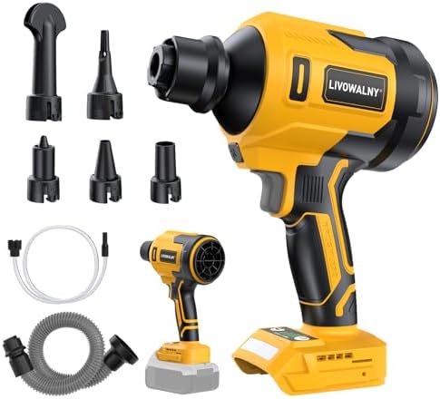 LIVOWALNY Upgraded Air Blower Compatible with Dewalt 20V Battery, 4-in-1 Compressed Air Duster, 480MPH, 120,000 RPM Brushless Motor, 4-Speed Leaf Blower for Car, Pc, Workshop (Tool Only,No Battery) by LIVOWALNY