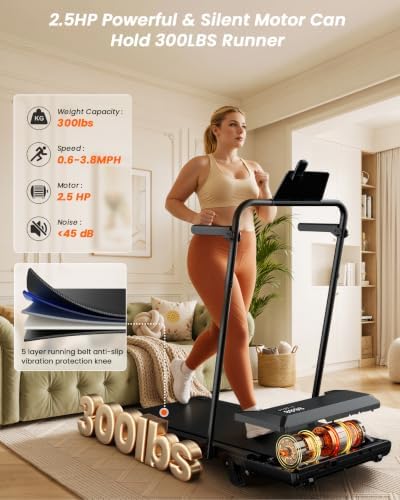Superun Walking Pad with 6% Incline, 2.5HP Under Desk Treadmill, 300lbs - Image 4