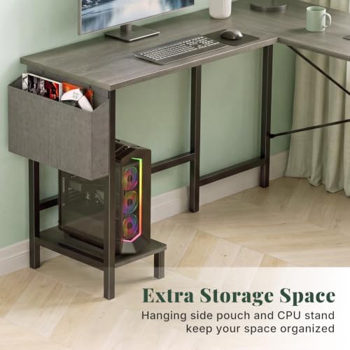 L Shaped Computer Gaming Desk with PC Stand for Home Office - Image 4