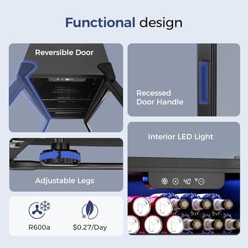 Feelfunn 1.7 Cu.Ft Beverage Refrigerator, 68 Can Mini Fridge, Black - Image 7