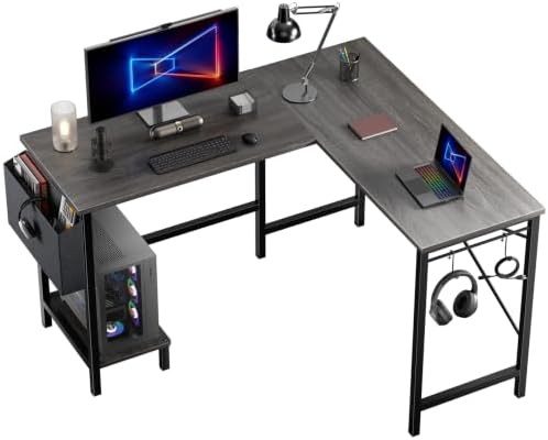 L Shaped Computer Gaming Desk with PC Stand for Home Office by HAPPYMONTLLC