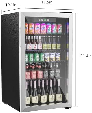 Erivess 3.2 Cu Ft Mini Fridge, 126 Cans Freestanding Beverage Refrigerator - Image 5