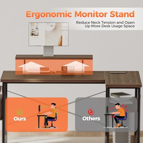 Mericonia 48 in Corner Desk with Monitor Stand, Small L Shaped Gaming Desk - Image 4