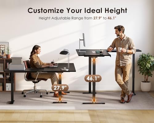 OffiGo 71 Inch Reversible L Shaped Electric Standing Desk, Black - Image 5