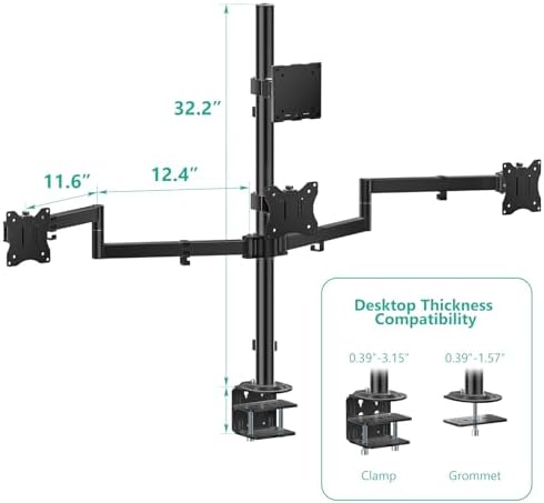 WALI Stacked 4 Monitor Mount for 49" UItrawides and Three 27" Monitors - Image 7