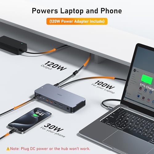 Laptop Docking Station with 120W Power Adapter,Docking Station Dual Monitor - Image 5