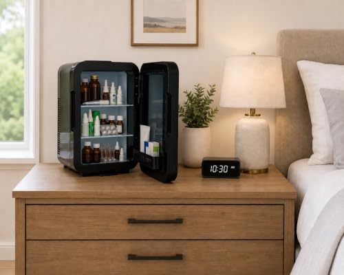 Classic Compact Portable Mini Fridge - Touch Temperature Control, Removable Shelves, Lockable Smoked Glass Door for Skincare, Cosmetics, Peptides, Supplements & More - Image 5