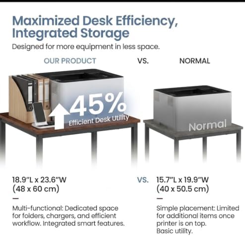 31.5" Heavy Duty Large Printer Stand with Adjustable Storage Shelf, Black - Image 4