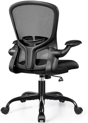 FelixKing Office Desk Chairs, Ergonomic PC Desk Chair with Wheels, Adjustable Lumbar Support and Height, Swivel Computer Chair with Flip-up Armrests, Ergo Mesh Backrest for Working (Black) by FelixKing