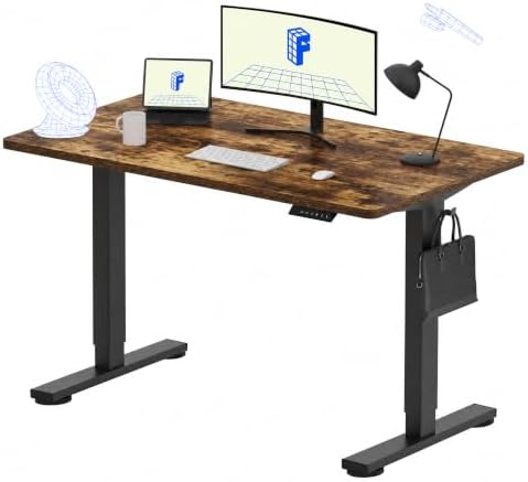 FLEXISPOT EN1 48"x24" One-Piece Standing Desk, Rustic (Black Frame) by Unknown