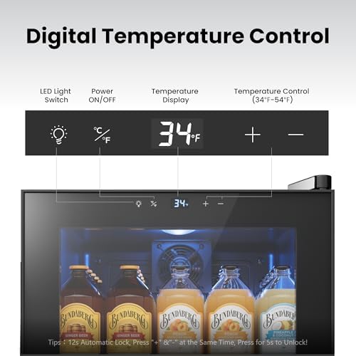 Yeego Beverage Refrigerator Drink Cooler, 65 Cans Mini Fridge Glass Door - Image 2