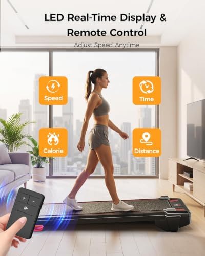 Walking Pad Treadmill, BestGod Incline Under Desk Treadmill 330lbs Capacity, 2.5HP Portable Treadmills for Home, Compact Treadmills Mini Running Machine with Remote Control - Image 4