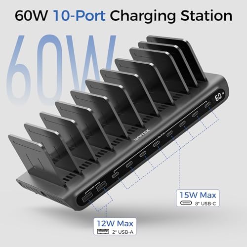Unitek 10-Port USB-C Charging Station for Multiple Devices with LED Display - Image 3